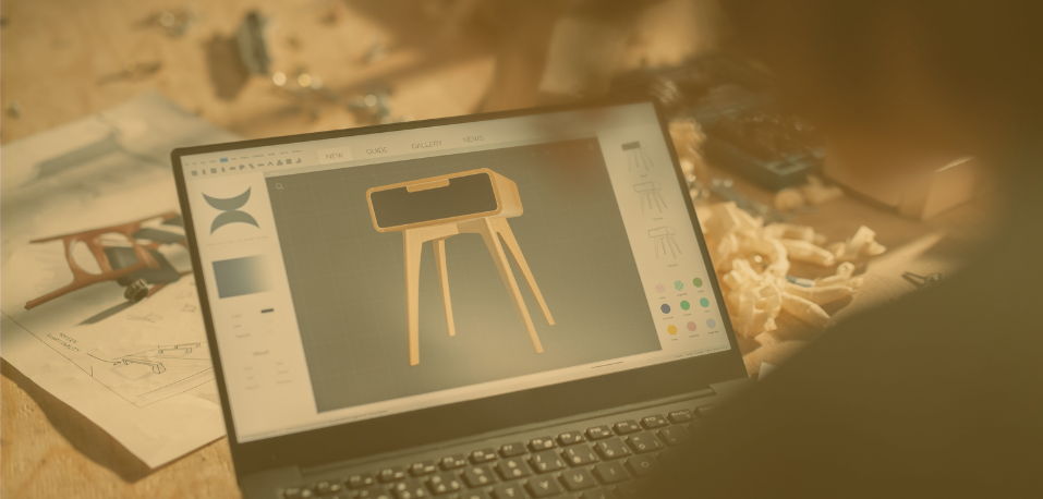 prezentre desen 3d comoda personalizata in programul de proiectare pe ecranul laptopului, plan printat de mobilier la comanda